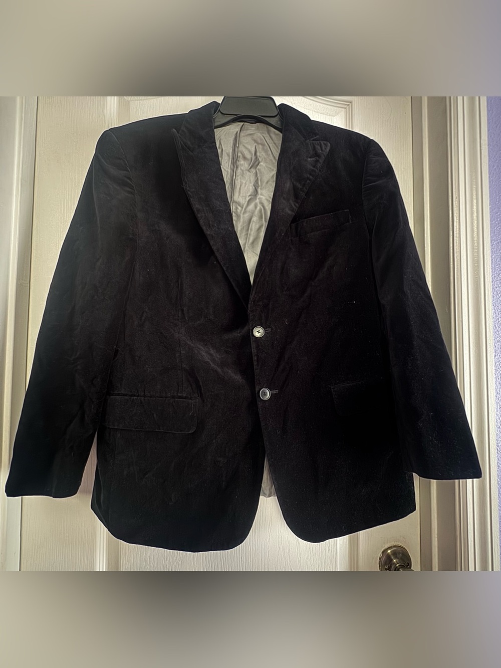 Men's Black Velvet Blazer - Classic Two-Button Sport Coat